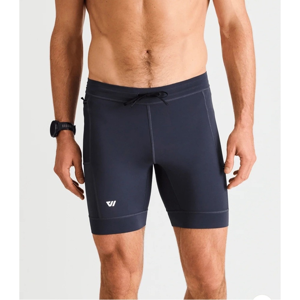 Wolaco North Moore Compression Shorts Navy Blue Multi Pocket Men's S Small